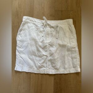 NWOT 100% linen Caslon white a-line solid basic skirt mini tie front